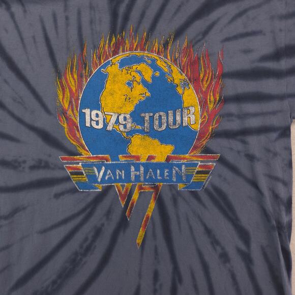 Van Halen Band Crew Neck Short Sleeve Graphic T-Shirt Adult Mens Size S Blue - Picture 4 of 9